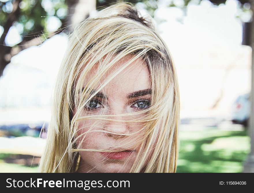 Woman&#x27;s Hair Covering Her Face