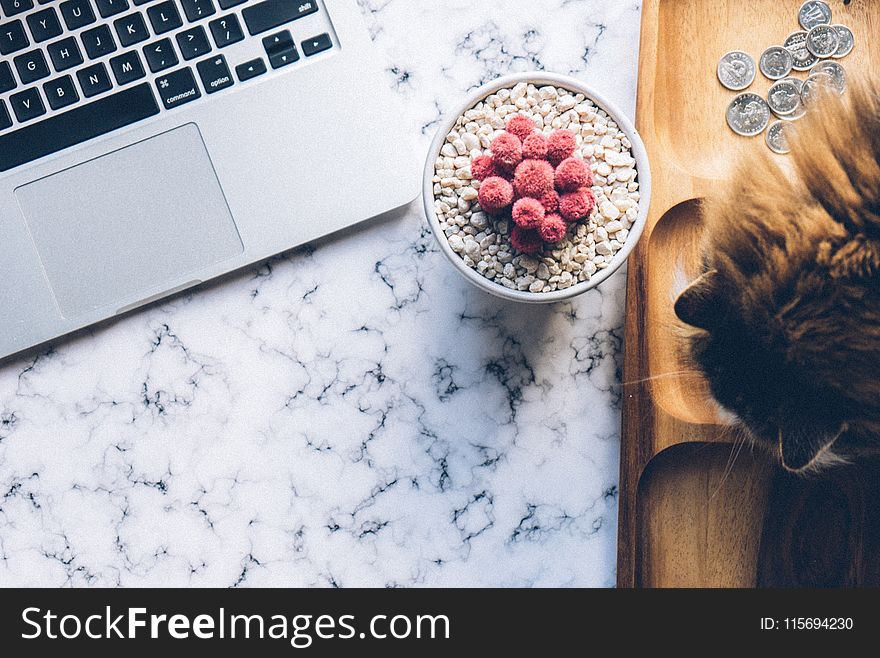 Laptop on Marble Countertop