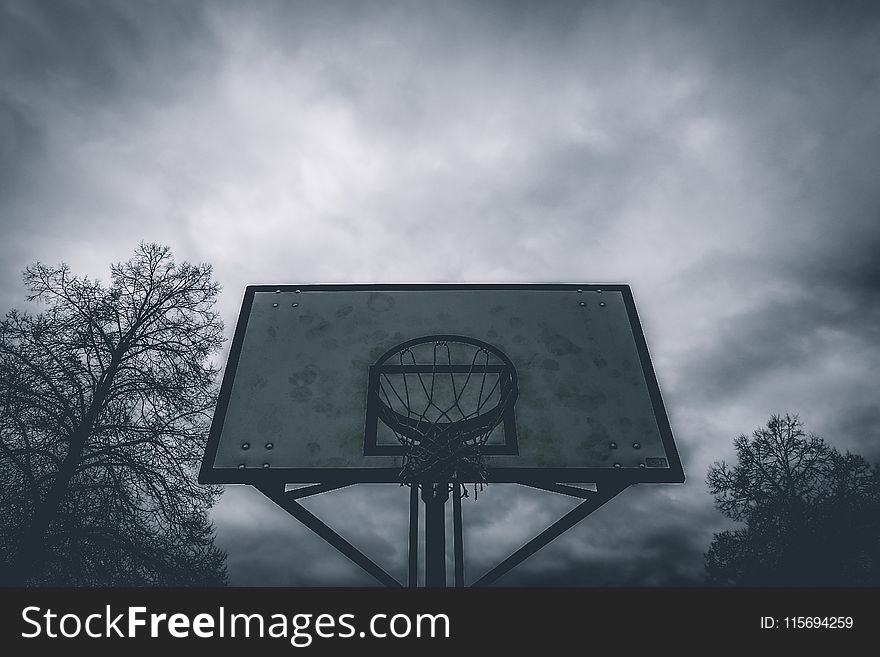 Silhouette Photo of Basketball Hoop