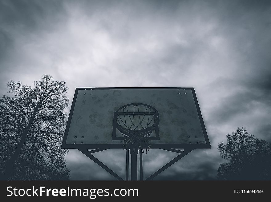 Silhouette Photo Of Basketball Hoop