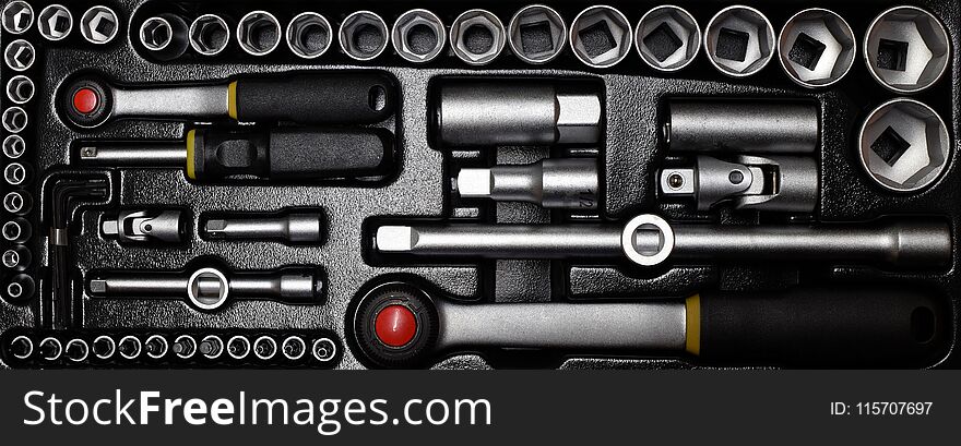 Top view of toolbox. Horizontal image.