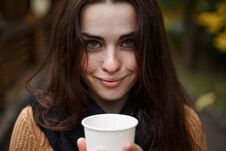 Close Up Portrait Of Young Pretty Smiling Woman Wearing Knitted Royalty Free Stock Photo Close Up Portrait Of Young Pretty Smiling Woman Wearing Knitted Royalty Free Stock Photo