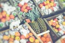 Market Stall With Tropical Fruits And Vegetables. Royalty Free Stock Photos