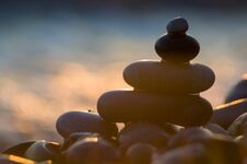 Stack Of Zen Stones On Pebble Beach Stock Photography