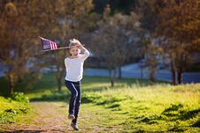 Kid With American Flag Stock Photos