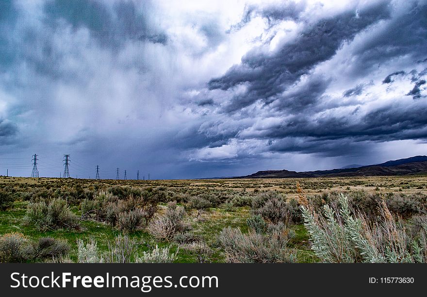 Field Under Cloudy Sky