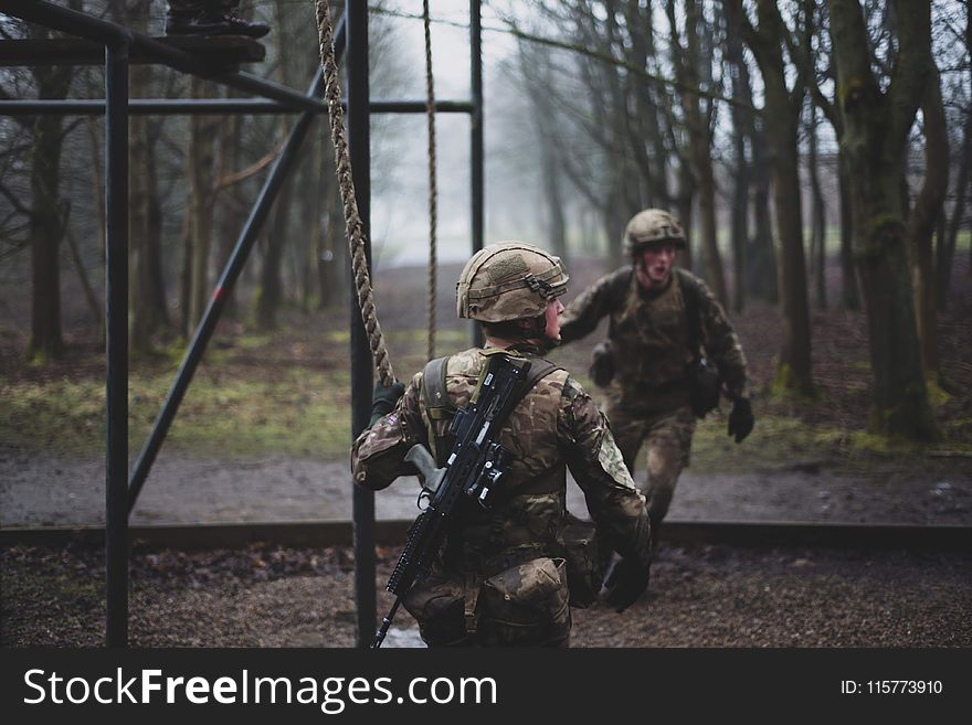 Two Gray Camouflage Suits