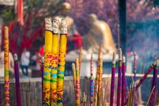 Chinese People Burn Incense And Pray In An Ancient Chinese Temple Royalty Free Stock Photo