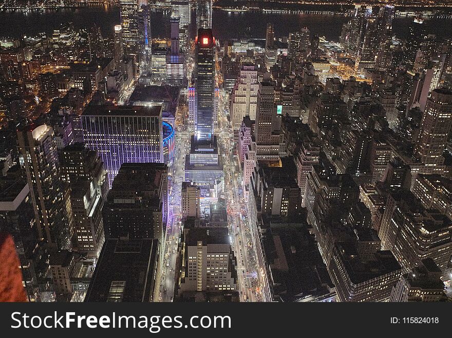 View from the tower on the lights of New York at night. Manhattan. View from the tower on the lights of New York at night. Manhattan.