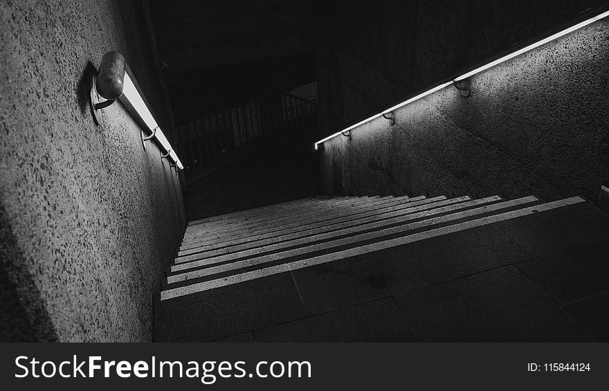 Black And White Photo Of Staircase