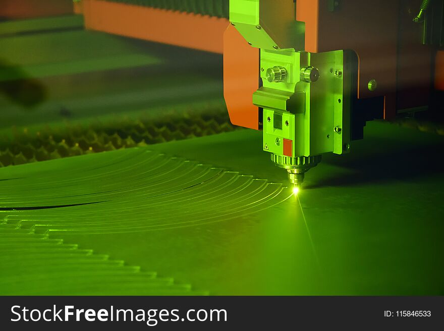 Close-up of the laser cutting machine