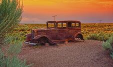 Abandoned Car Near The Entrance To The Painted Desert Royalty Free Stock Photos