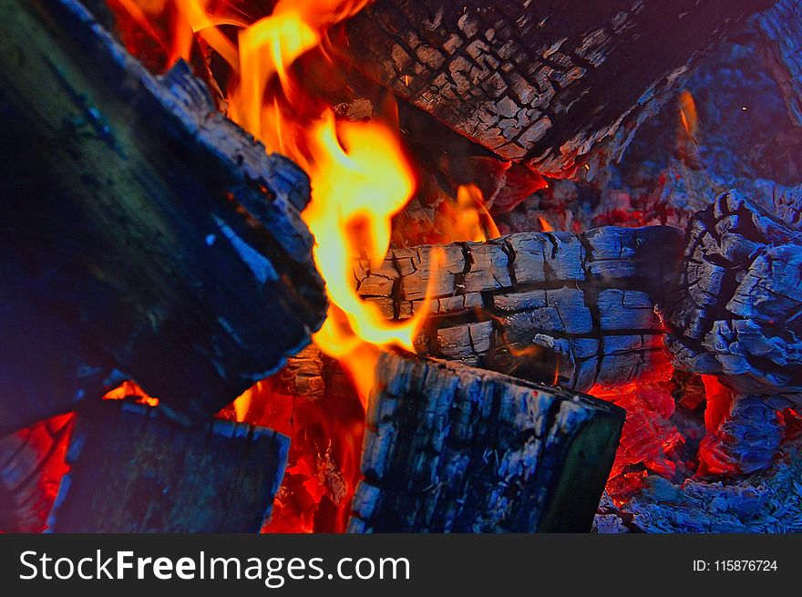 Blue, Campfire, Heat, Geological Phenomenon