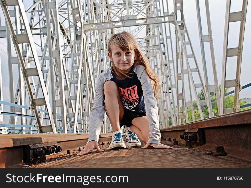 Girl, Structure, Sitting, Fun