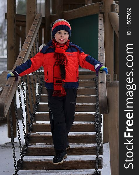 Red, Winter, Standing, Headgear