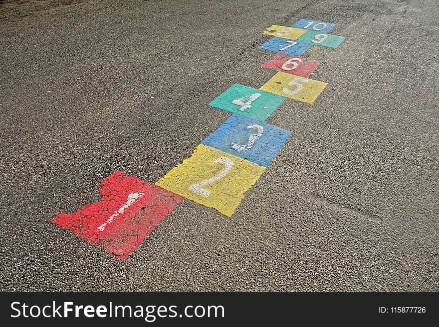 Blue, Red, Yellow, Asphalt