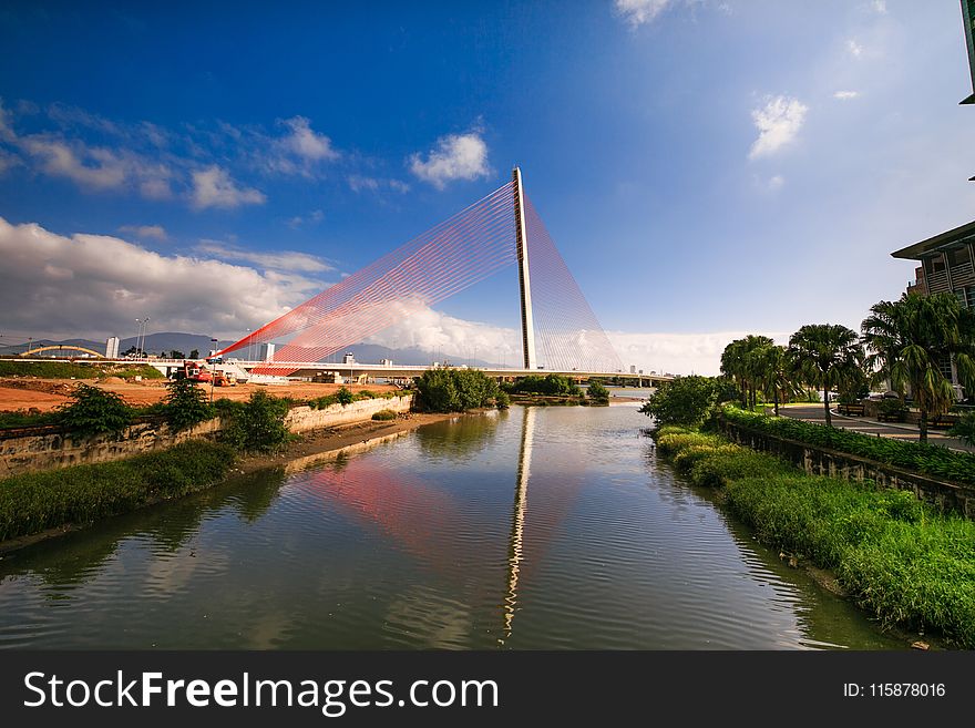 Waterway, Bridge, Reflection, Sky