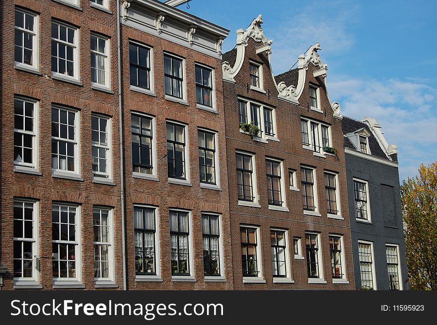 A row of houses in Amsterdam. A row of houses in Amsterdam