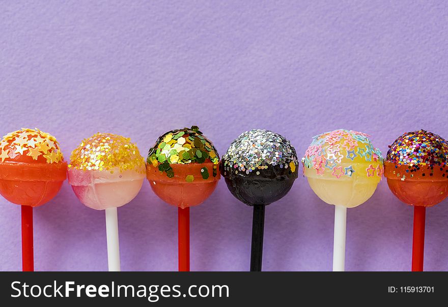 Six Assorted-color Lollipops