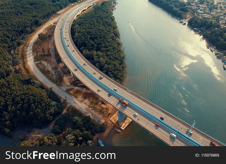 Aerial View Photography of Bridge Near River