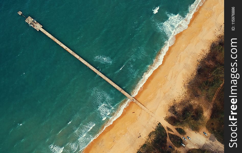 Aerial View of Dock and Body of Water