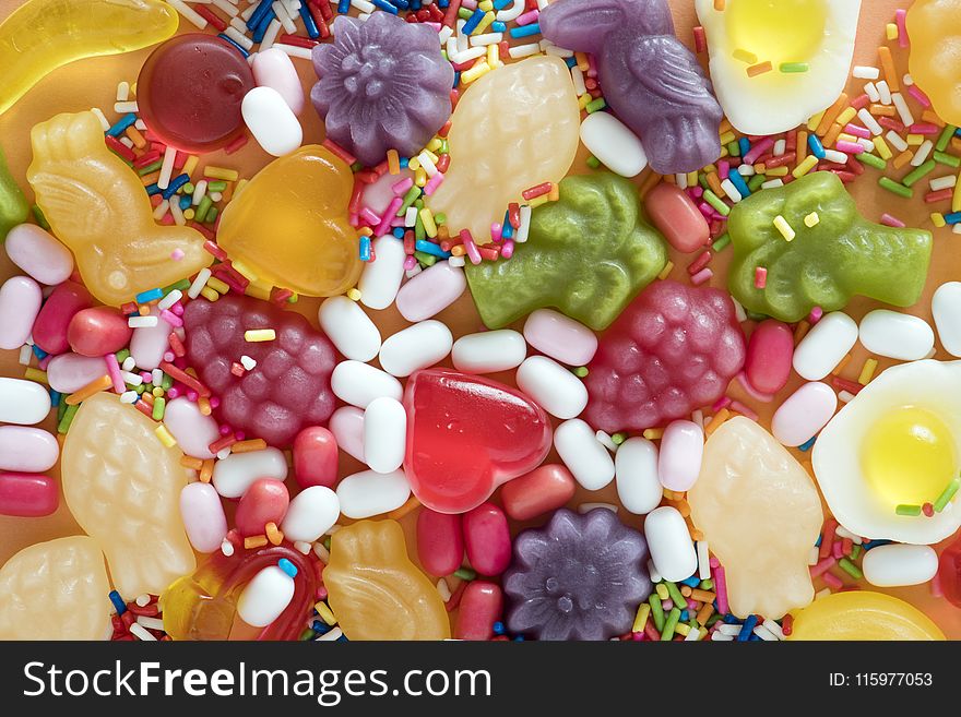 Pile of Gummy Fruit Candies