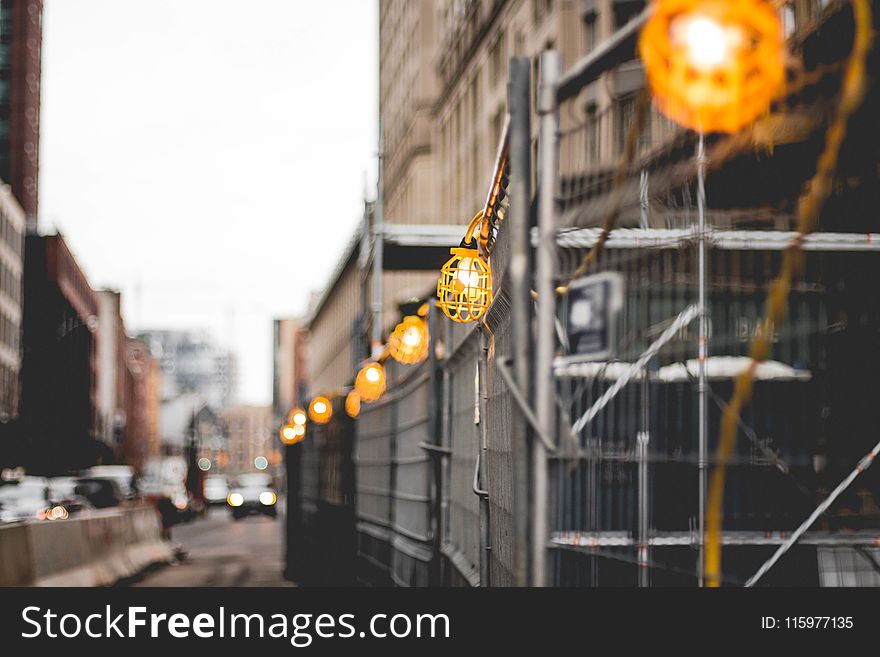 Yellow Work Lamps Turned on