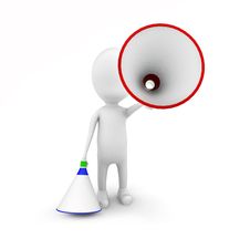 3d Man With Blue And Red Loud Speaker Concept Stock Photography 3d Man With Blue And Red Loud Speaker Concept Stock Photography