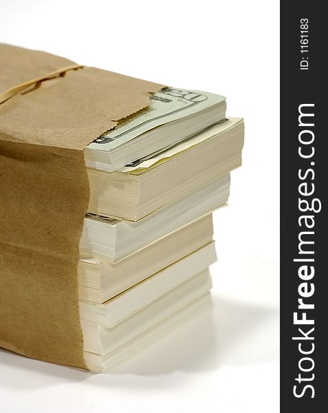 Photo of a Paperbag With Cash. Photo of a Paperbag With Cash