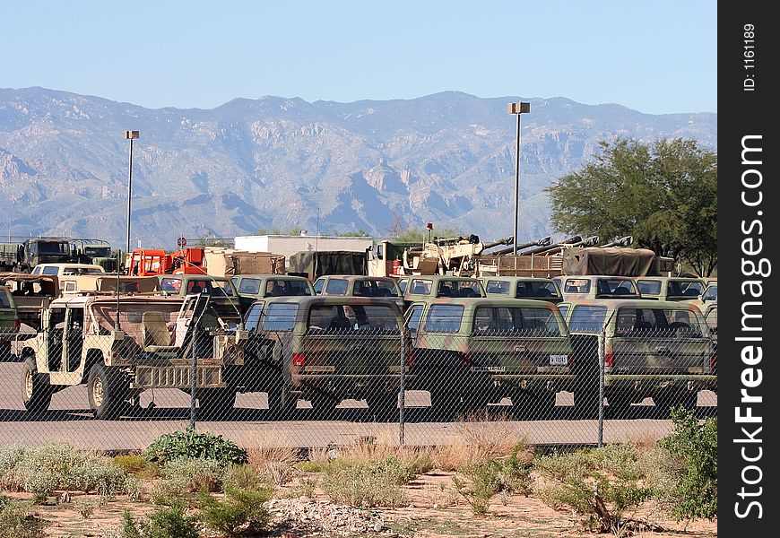 Several military Jeeps ligned up.