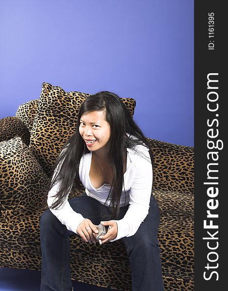 Woman Sitting On Couch