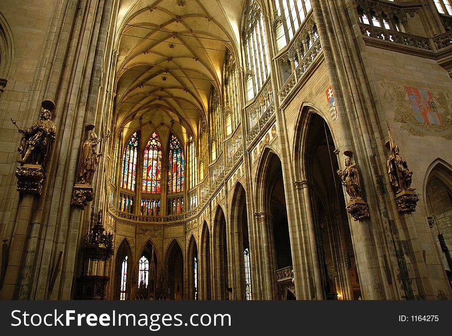 Inside the big cathedral in Prague. Inside the big cathedral in Prague