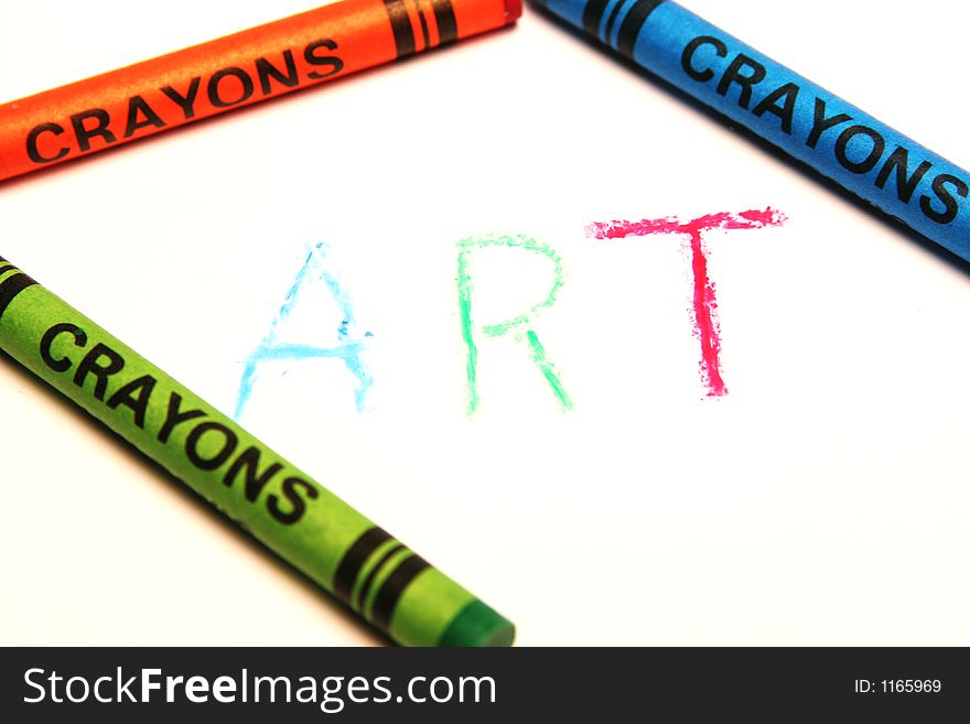 Colored crayons