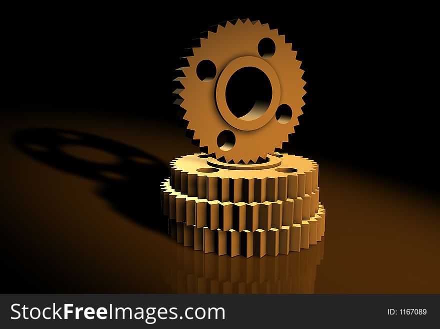 3d cogs with metallic texture