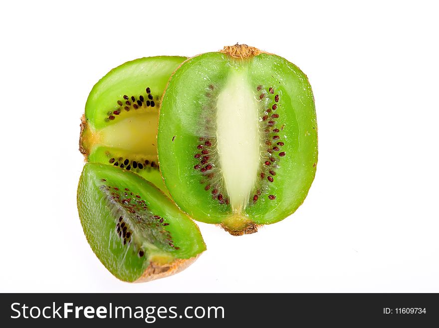 Sliced kiwi isolated on white background