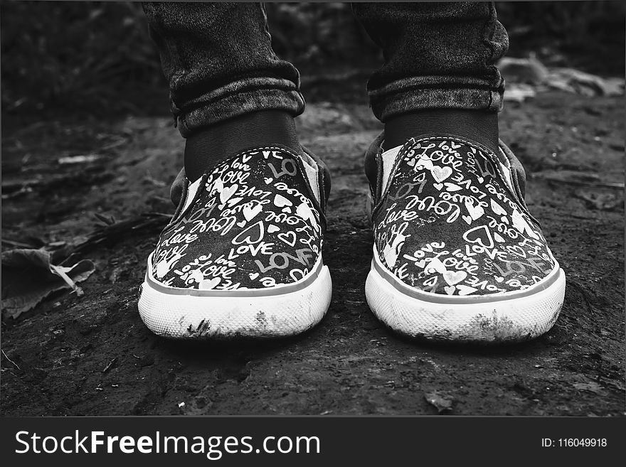 Grayscale Photography of Shoes