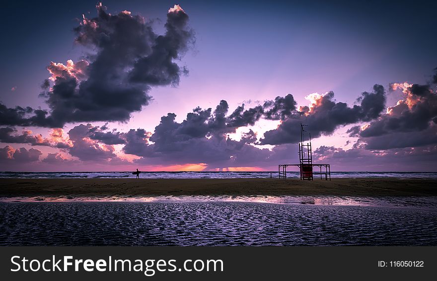 Body of Water Under Cloudy Sky