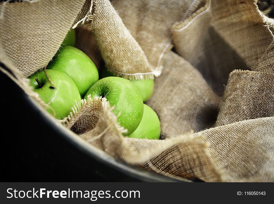 Macro Shot Photo Of Green Apples