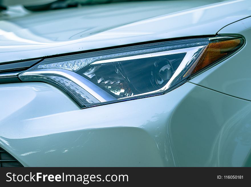 Close-Up Photography of Car Headlight