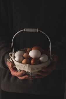 Brown And White Chicken Eggs Royalty Free Stock Photo