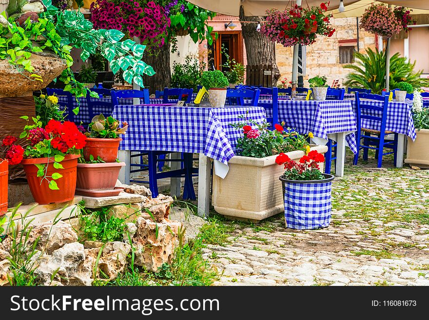 Traditional Greek Tavernas. Cyprus Island, Omodos Village