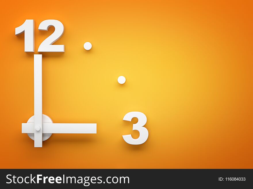 Wall analog clock on orange. Wall analog clock on orange