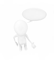 3d Man With White Coloured Speech Bubble Above His Head Concept Royalty Free Stock Photography