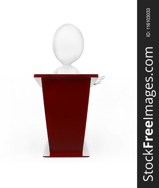 3d Man Talking Infront Of A Podium Concept