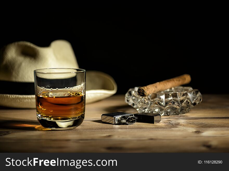 Glas of rum in a bar in Cuba