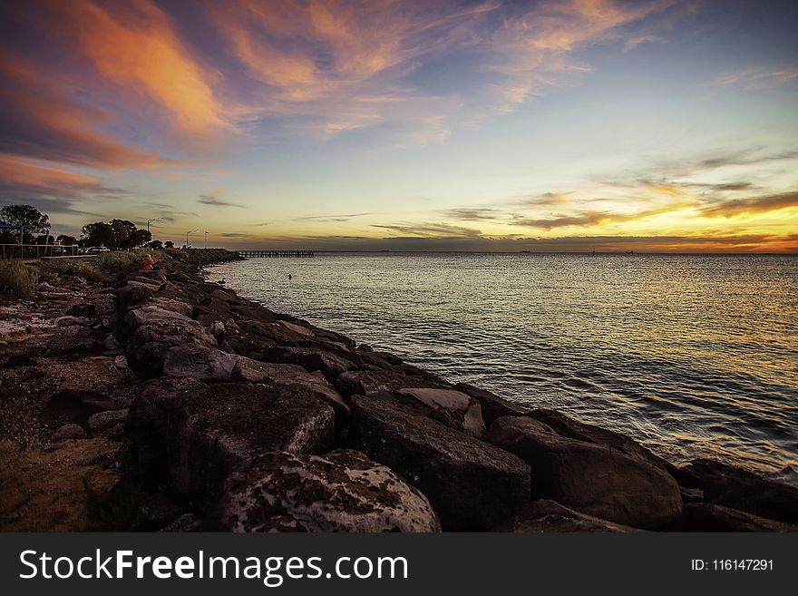 Scenic View Of Ocean During Dawn