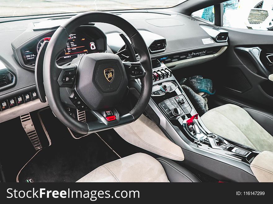 Black Lamborghini Vehicle Steering Wheel