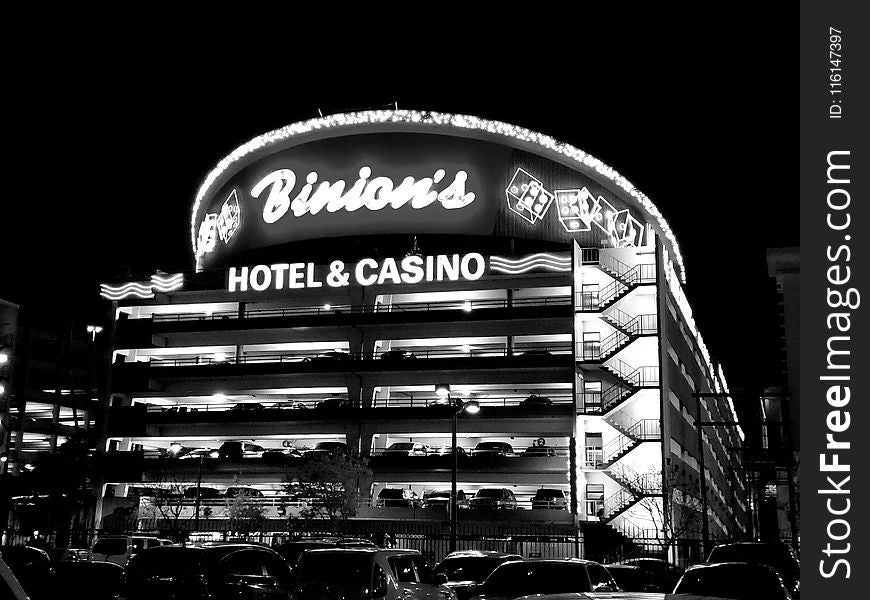 Grayscale Photography Binion&#x27;s Hotel & Casino