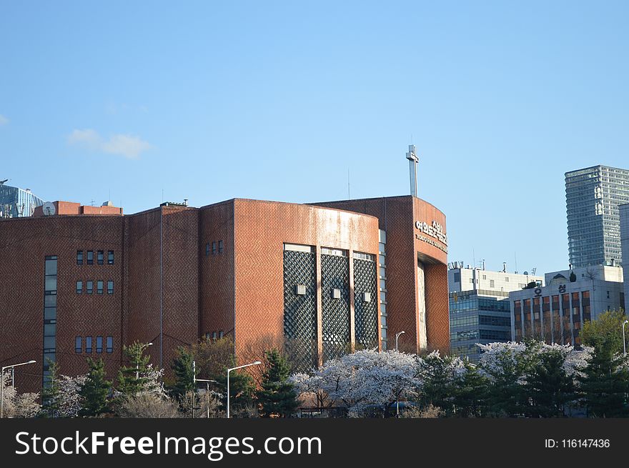 Brown Concrete Building Near Trees Under Blue Sky At Daytime