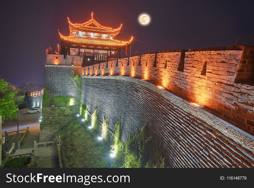The scene of the ancient city wall of Suzhou China